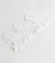 New Look 3 Pack White Lace Back Seamless Brazilian Briefs